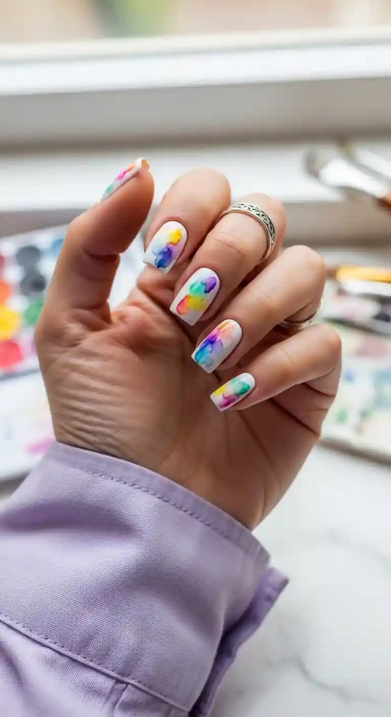 White Watercolor Splash Ombre