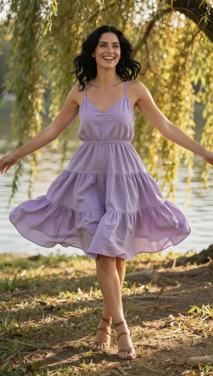Lavender Cotton Tiered Mini Dress
