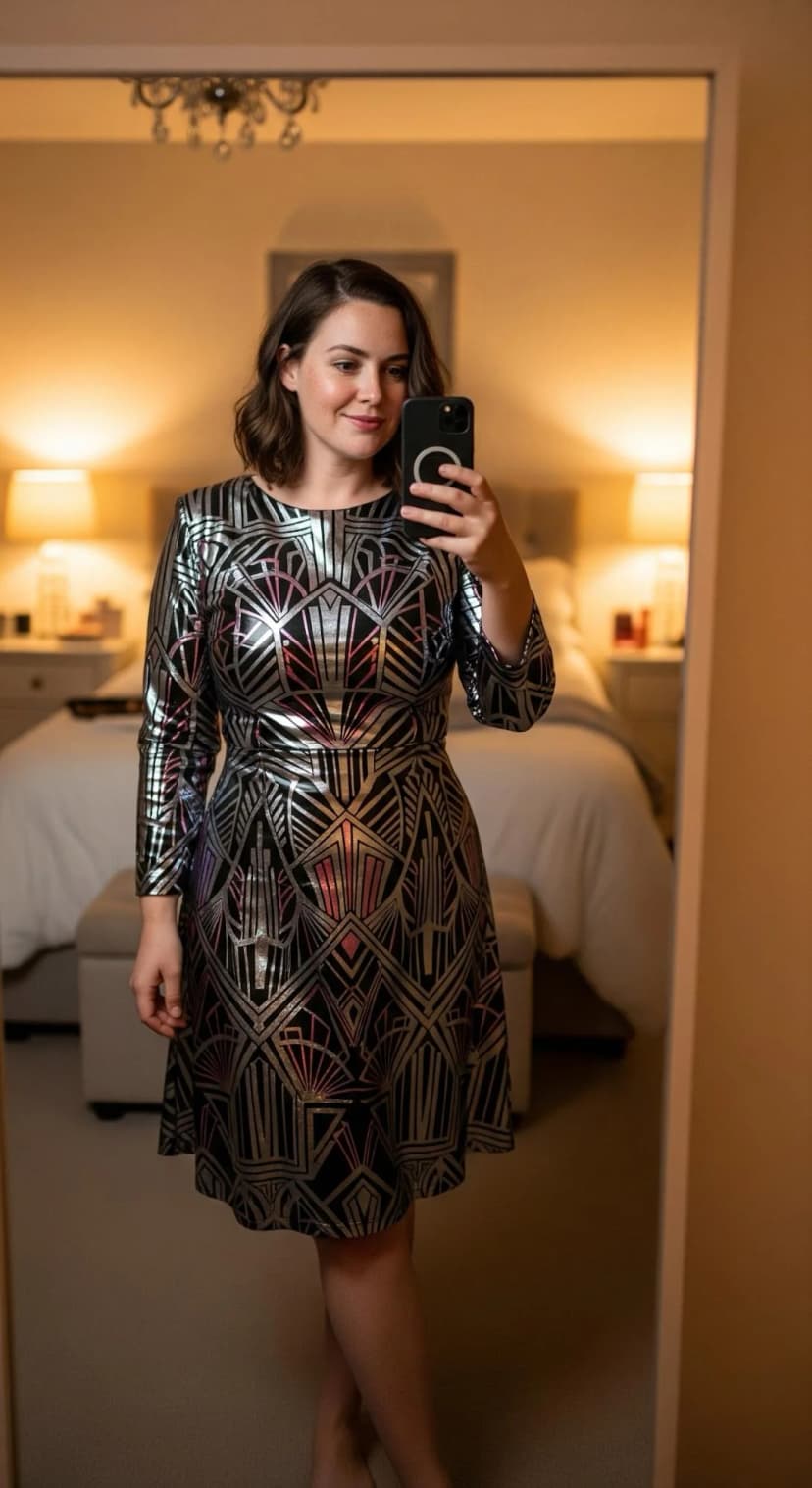 Black and Silver Art Deco Dress