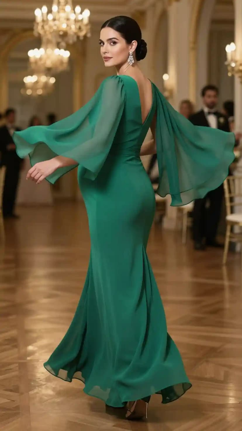 Green Chiffon Gown