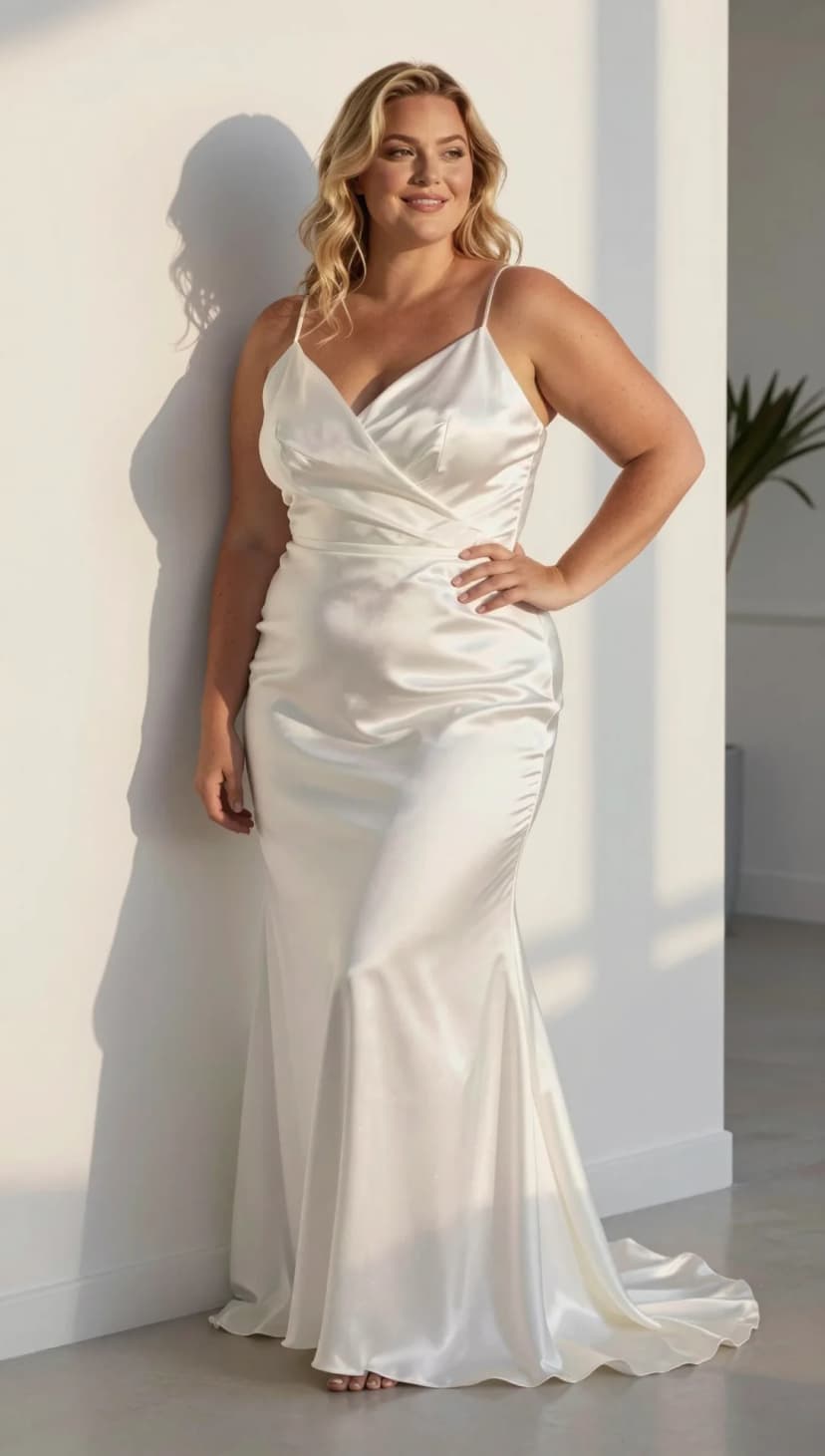 White Satin Cowl Neck Gown