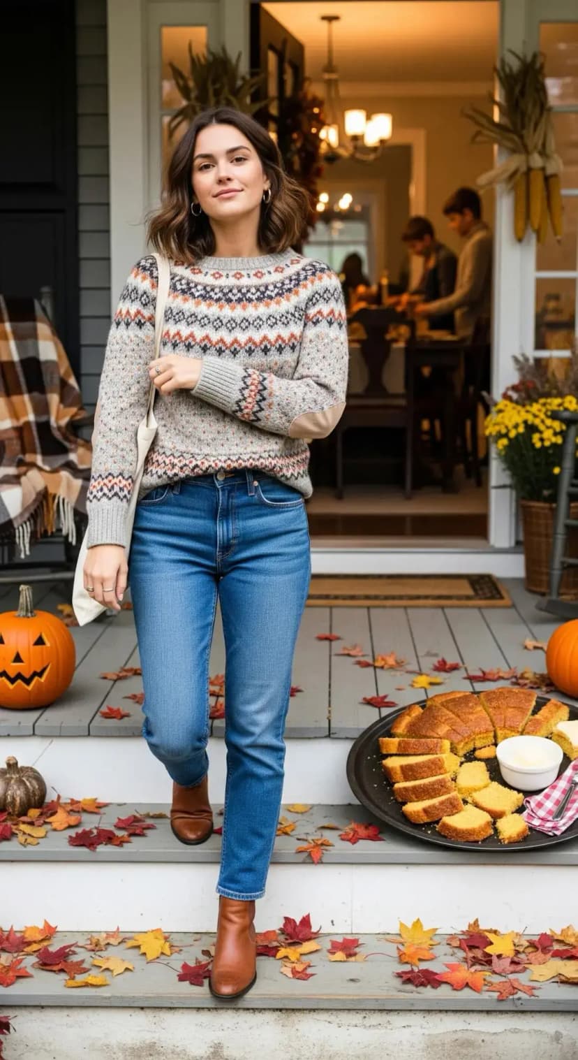 Denim Jacket + Cropped Sweater + Bootcut Jeans