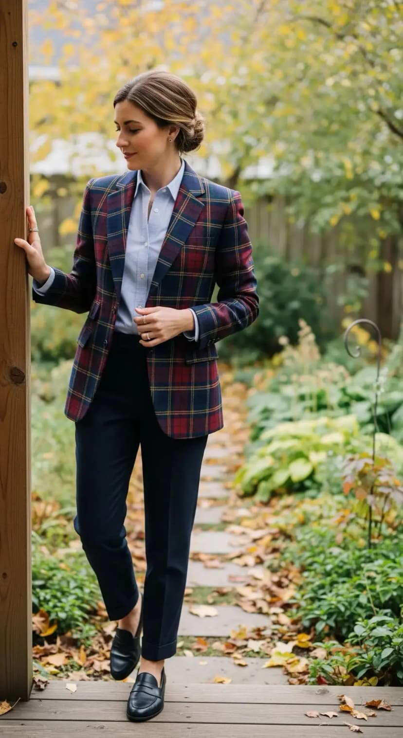 Tartan Dinner Jacket with Pants and Loafers