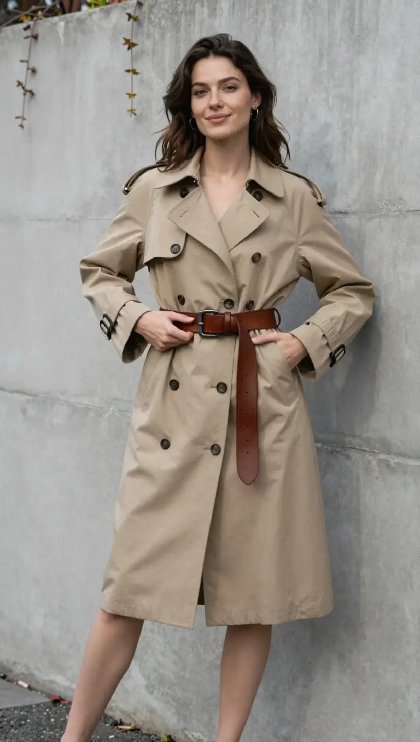 Black Trench Coat + Brown Turtleneck + Brown Leather Boots