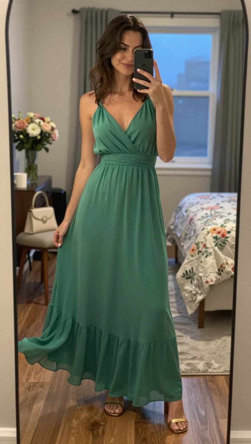 Green Chiffon Maxi Dress