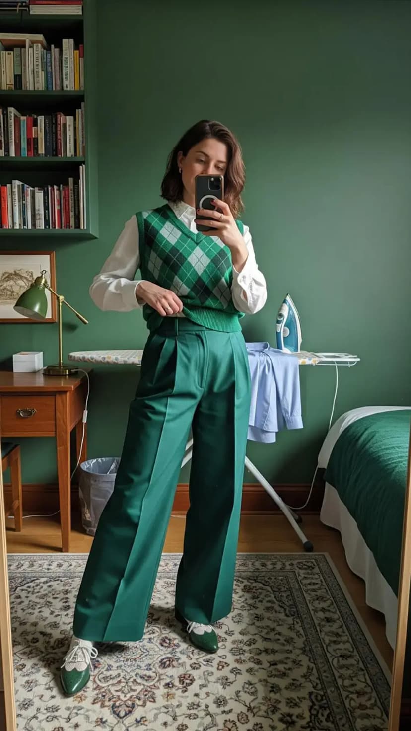 Green Argyle Sweater Vest