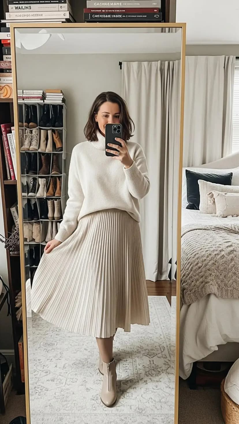 Cream Turtleneck Sweater