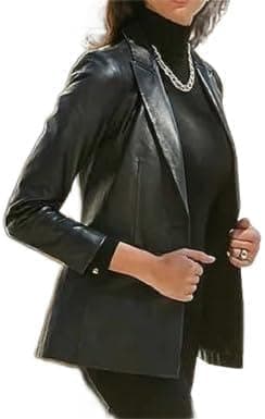 Leather Blazer Jackets (Black)