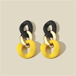 Bohemian Minimalist Dangle Drop Earrings (Mustard Black)