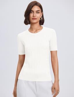 Cable Knit Sweater Tops (White)