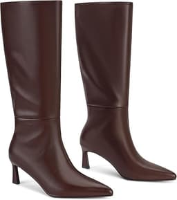 Knee High Pointed Toe Tall Boots (Brown)