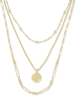 Layered Delicate Gold Necklace with Pendant