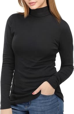 Women's Turtleneck Long Sleeve Shirt Slim Fit
