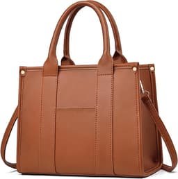 Structured Leather Tote (Tan)